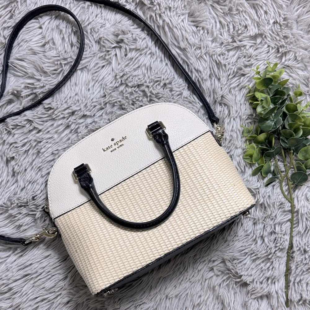 Kate Spade Grove Street mini Straw Carli satchel in beige